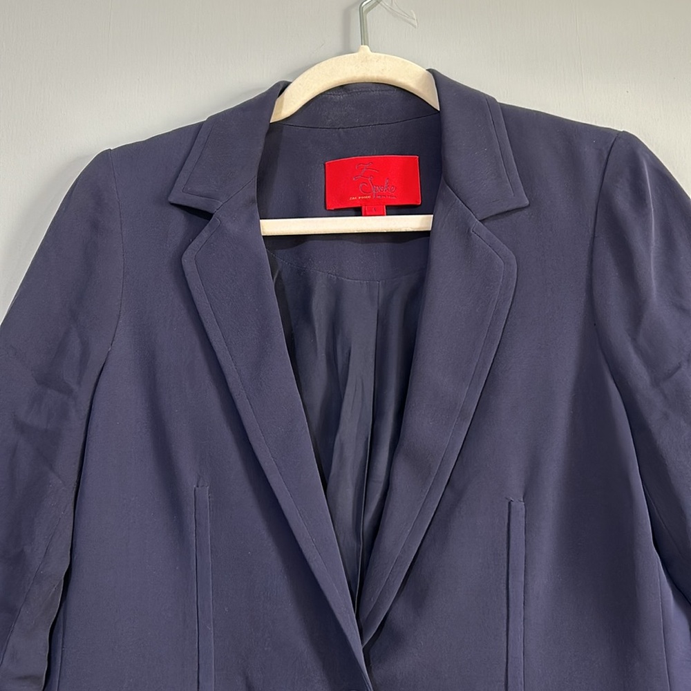Z SPOKE ZAC WOMEN POSEN SILK BLAZER HALF SLEEVE NAVY BLUE SIZE 4 - Picture 3 of 12